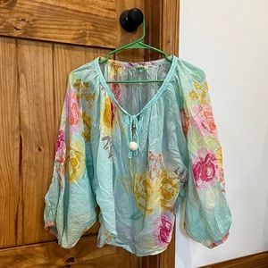 Anthropologie Farm Rio Floral Blouse Sz XS